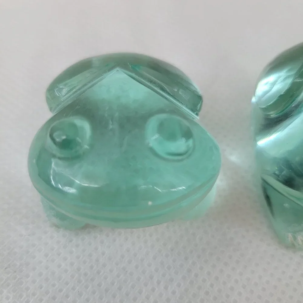 Art Glass Frog Pair - Paperweights or Decor Aqua Blue-Green - Picture 9 of 13